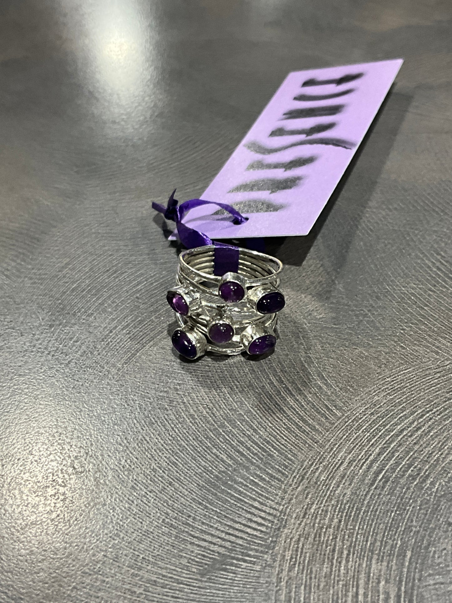 SILVER AMETHYST LAYERED RING