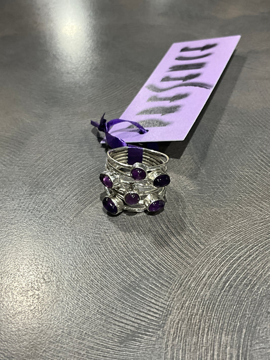 SILVER AMETHYST LAYERED RING