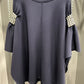 PEARL SLEEVE NAVY TOP