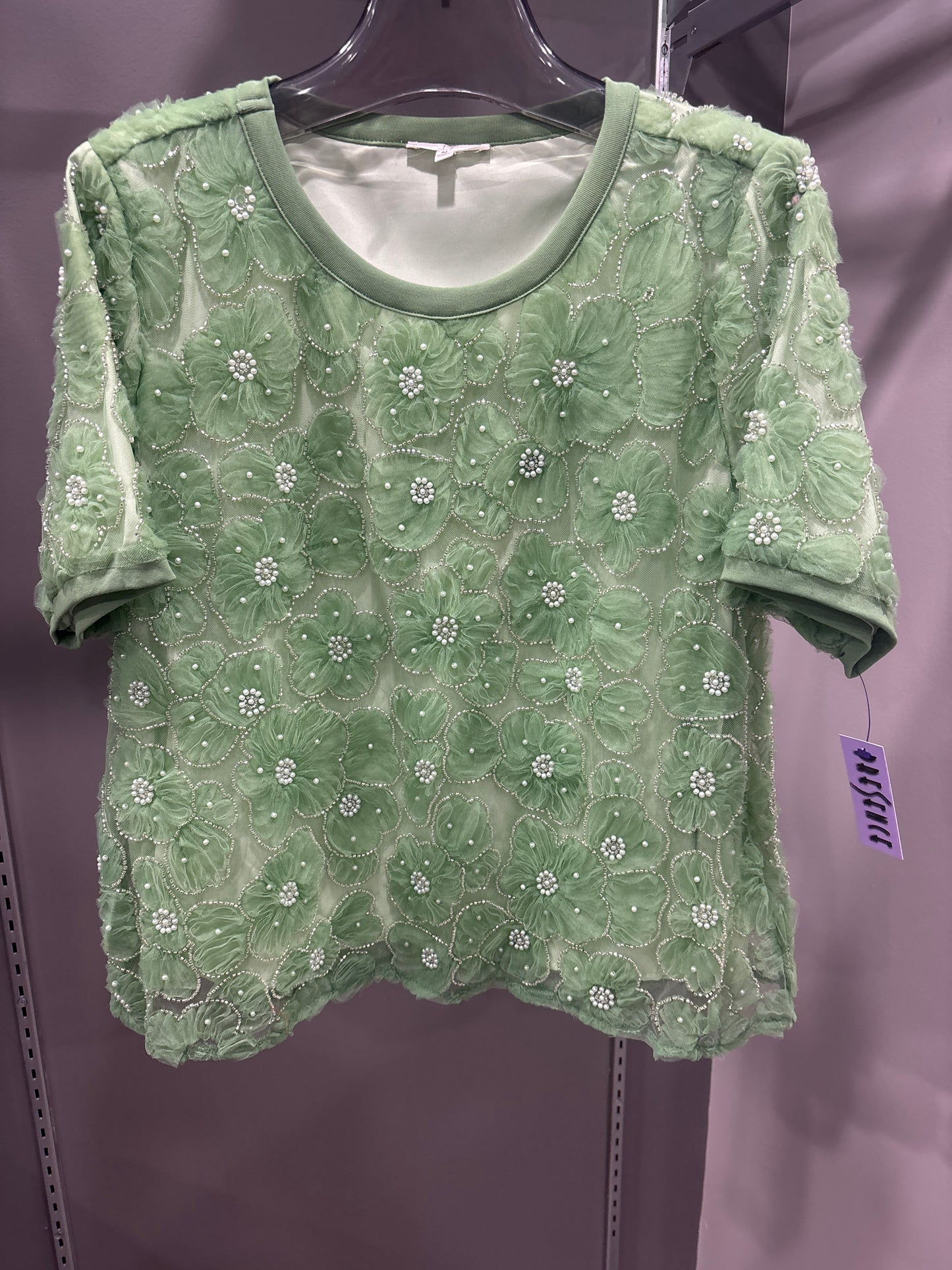 GREEN GARDEN BEADED TOP