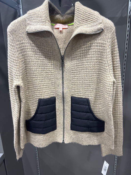 HONEYCOMB PUFFER FRONT SWEATER