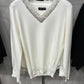 VNECK COTTON BEADED SWEATER