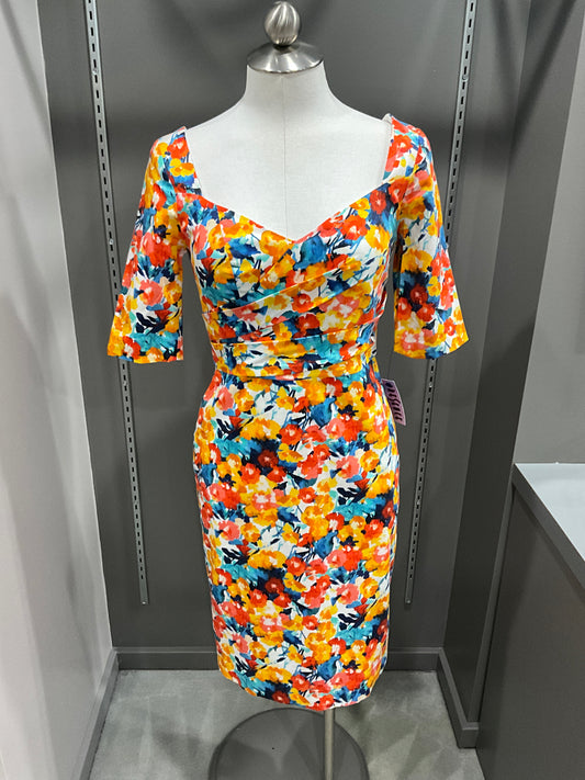 ORANGE GARDEN DRESS WITH LACE BACK