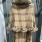 FAUX FUR PLAID SWEATER WRAP