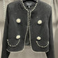PEARL TRIM TWEED JACKET