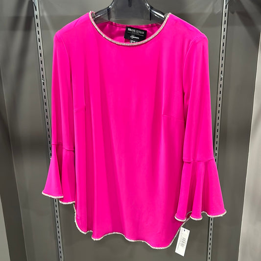 RUFFLE SLEEVE MAGENTA CRYSTAL TOP