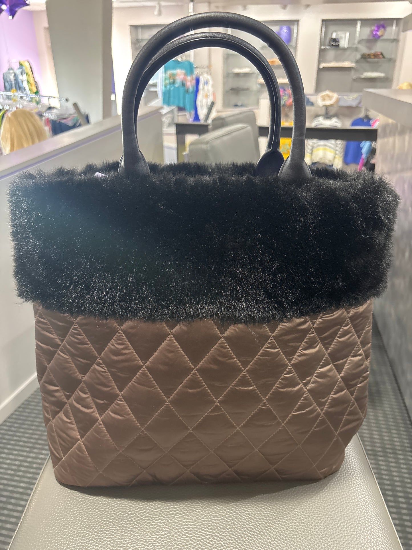 FUR TRIMMED BAG