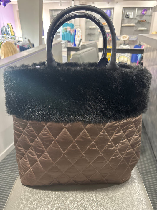 FUR TRIMMED BAG