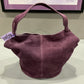 WOVEN PLUM SUEDE HANDBAG