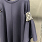 PEARL SLEEVE NAVY TOP