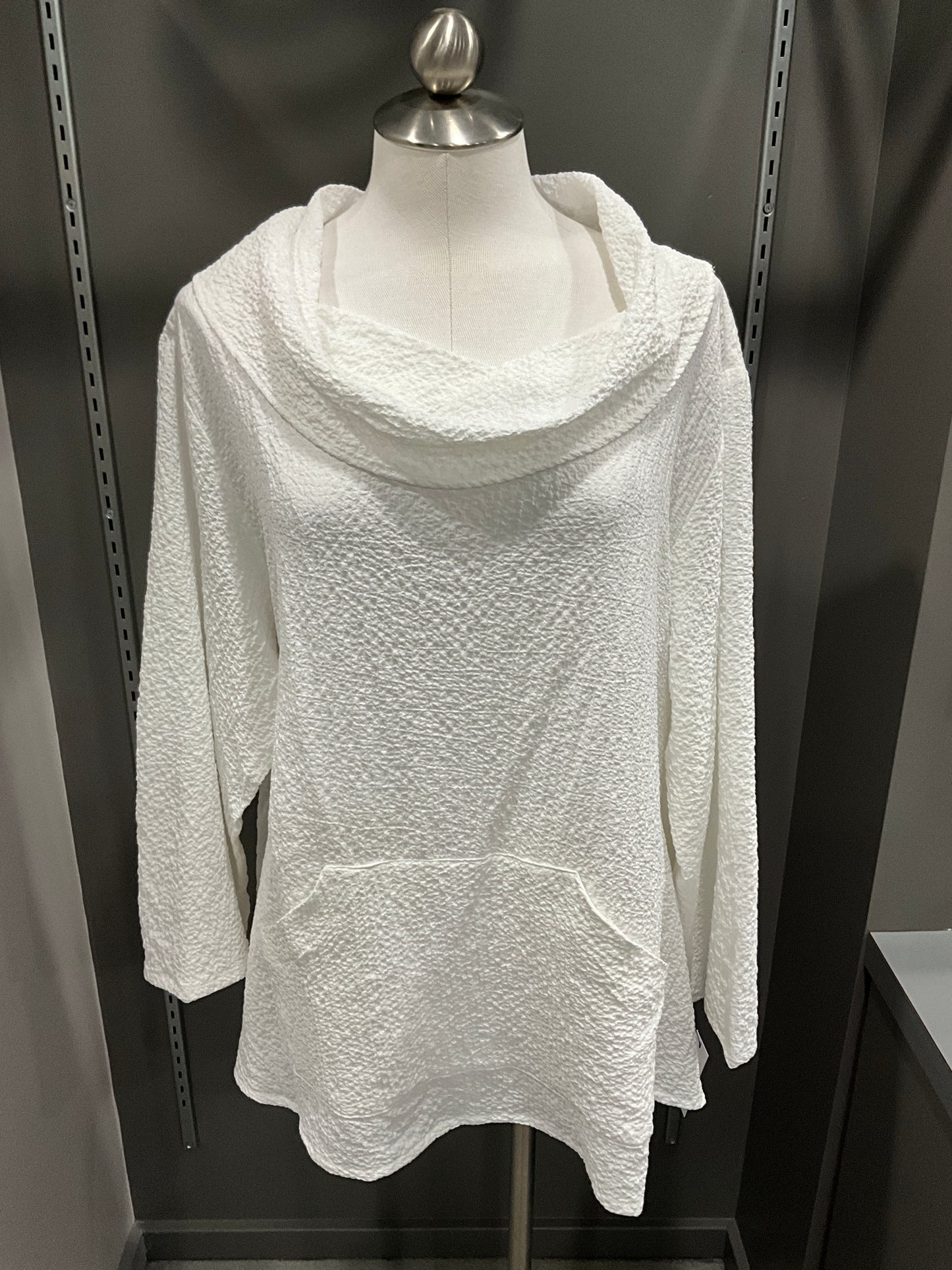 COWL NECK CRINKLE TOP WITH POCKETS