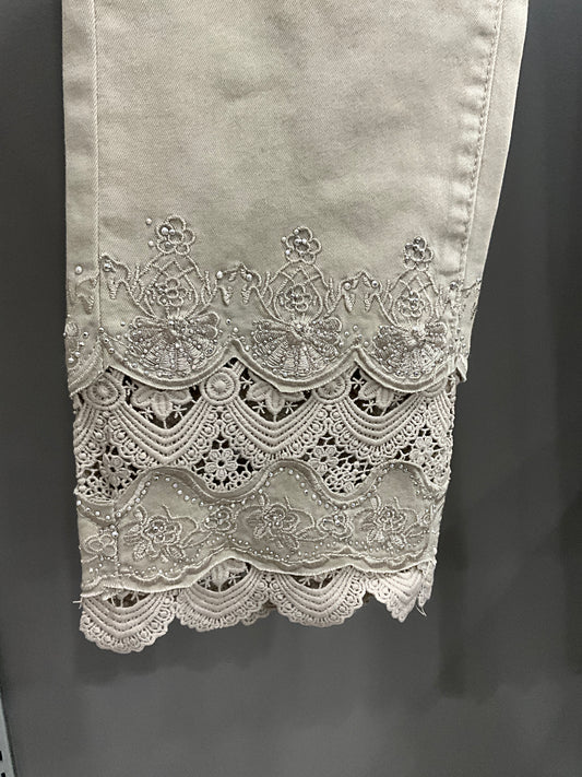 LACE DETAIL KHAKI PANT