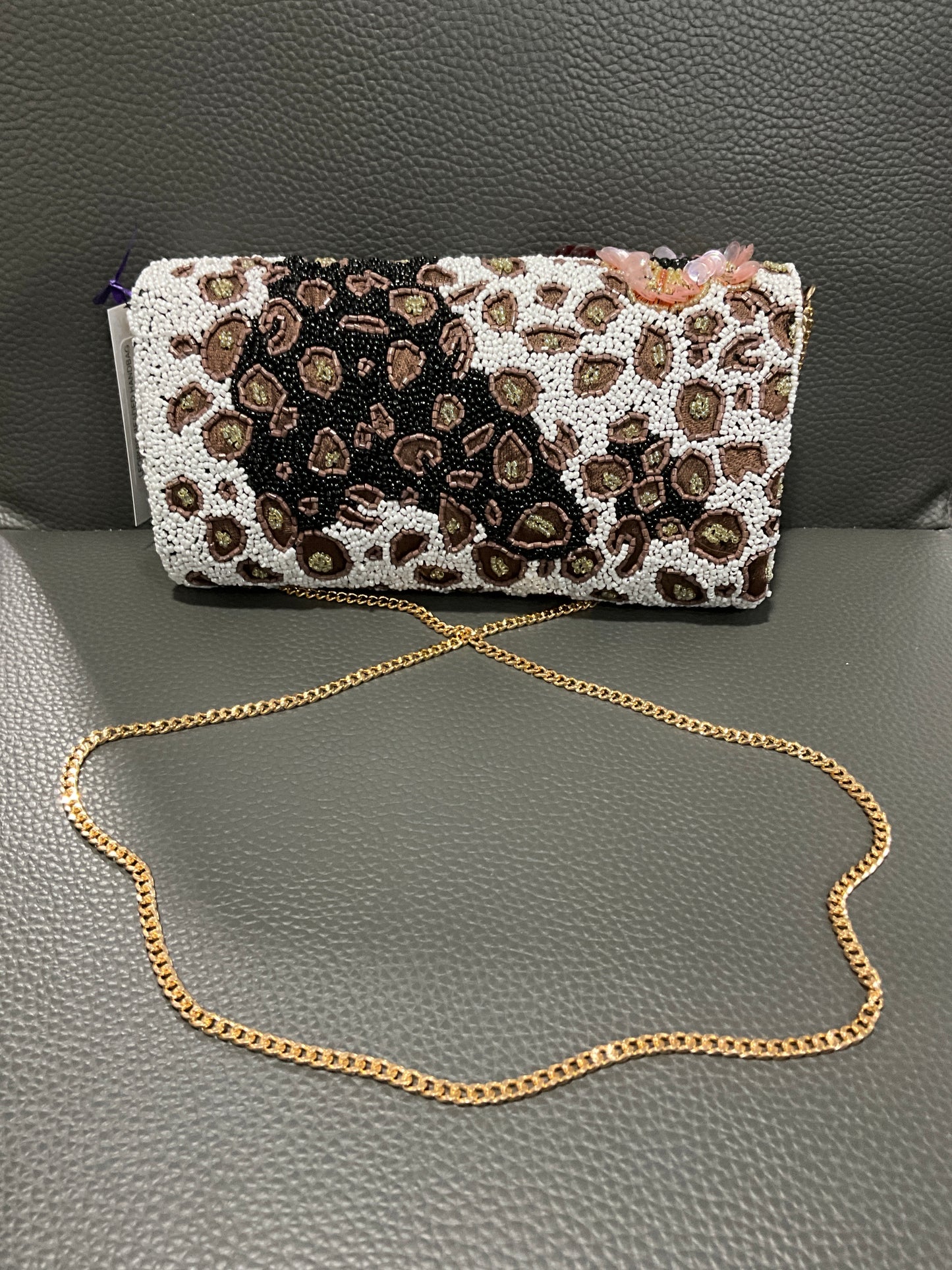 LEOPARD BEADED HANDBAG