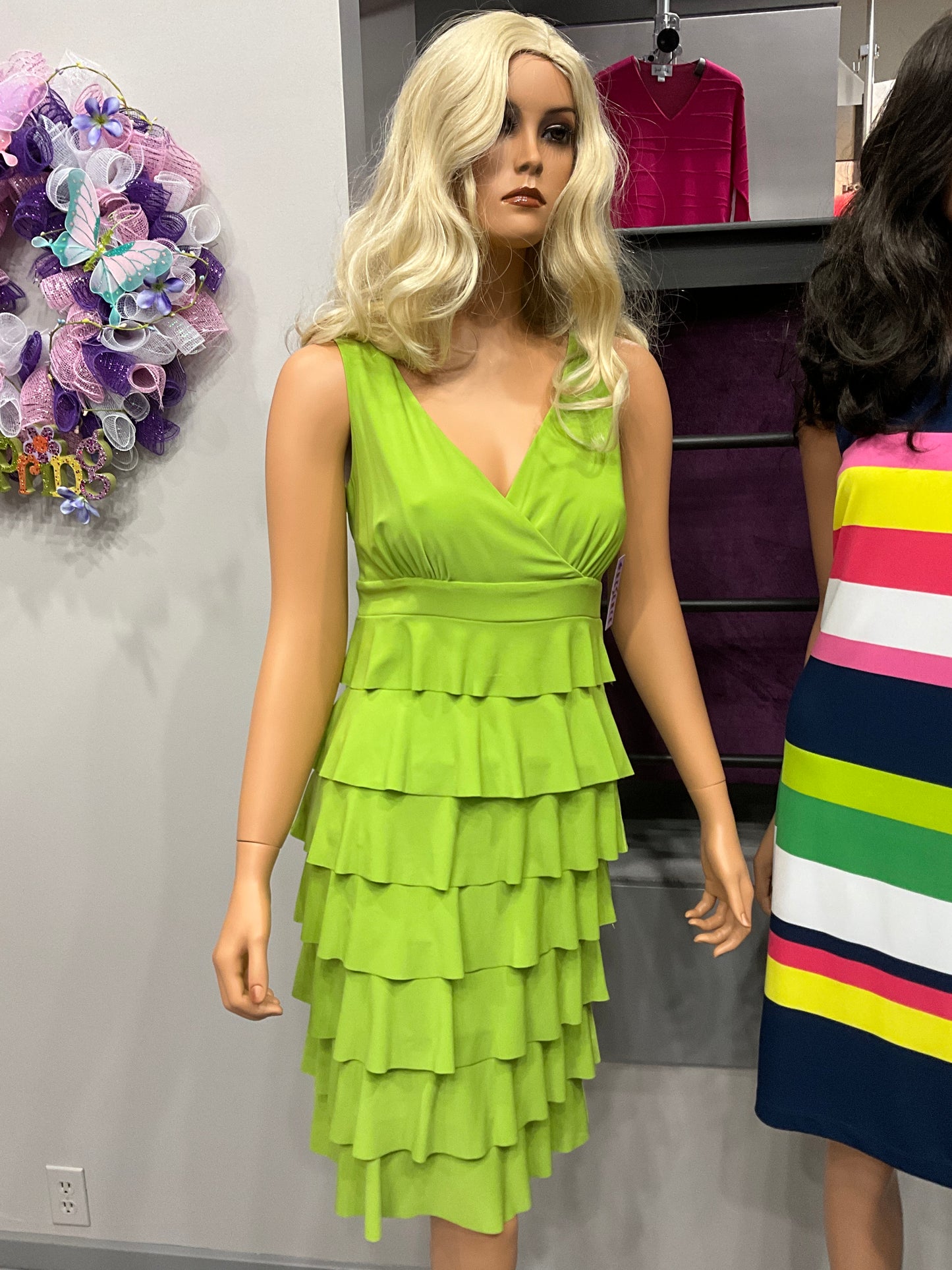 RUFFLE LIME GREEN DRESS