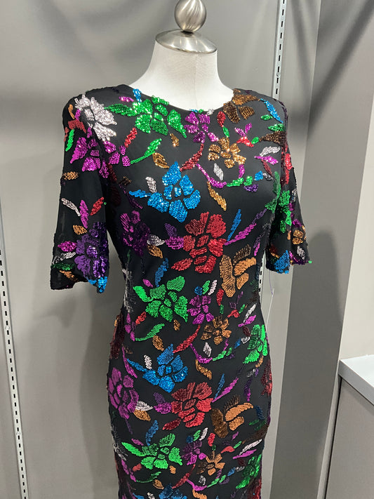 SEQUIN FLORAL DRESS