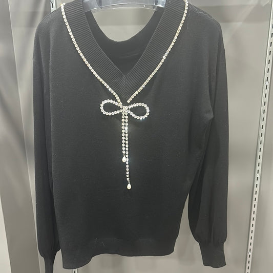 SWAROVSKI CRYSTAL BOW SWEATER