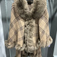 FAUX FUR PLAID SWEATER WRAP