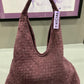 WOVEN PLUM SUEDE HANDBAG