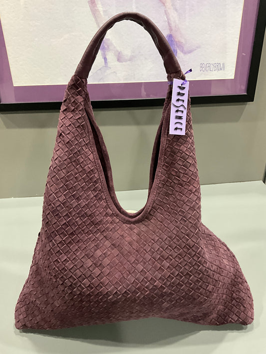 WOVEN PLUM SUEDE HANDBAG