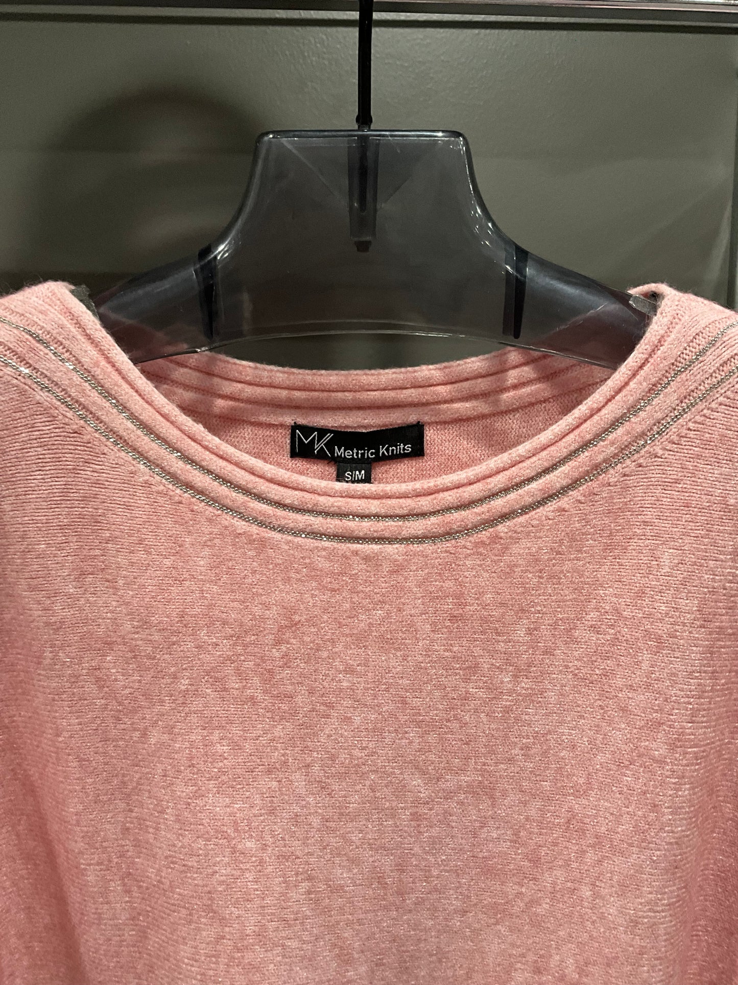 METALLIC TRIM PEACH SWEATER