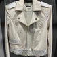 BEIGE AND METALLIC MOTO JACKET
