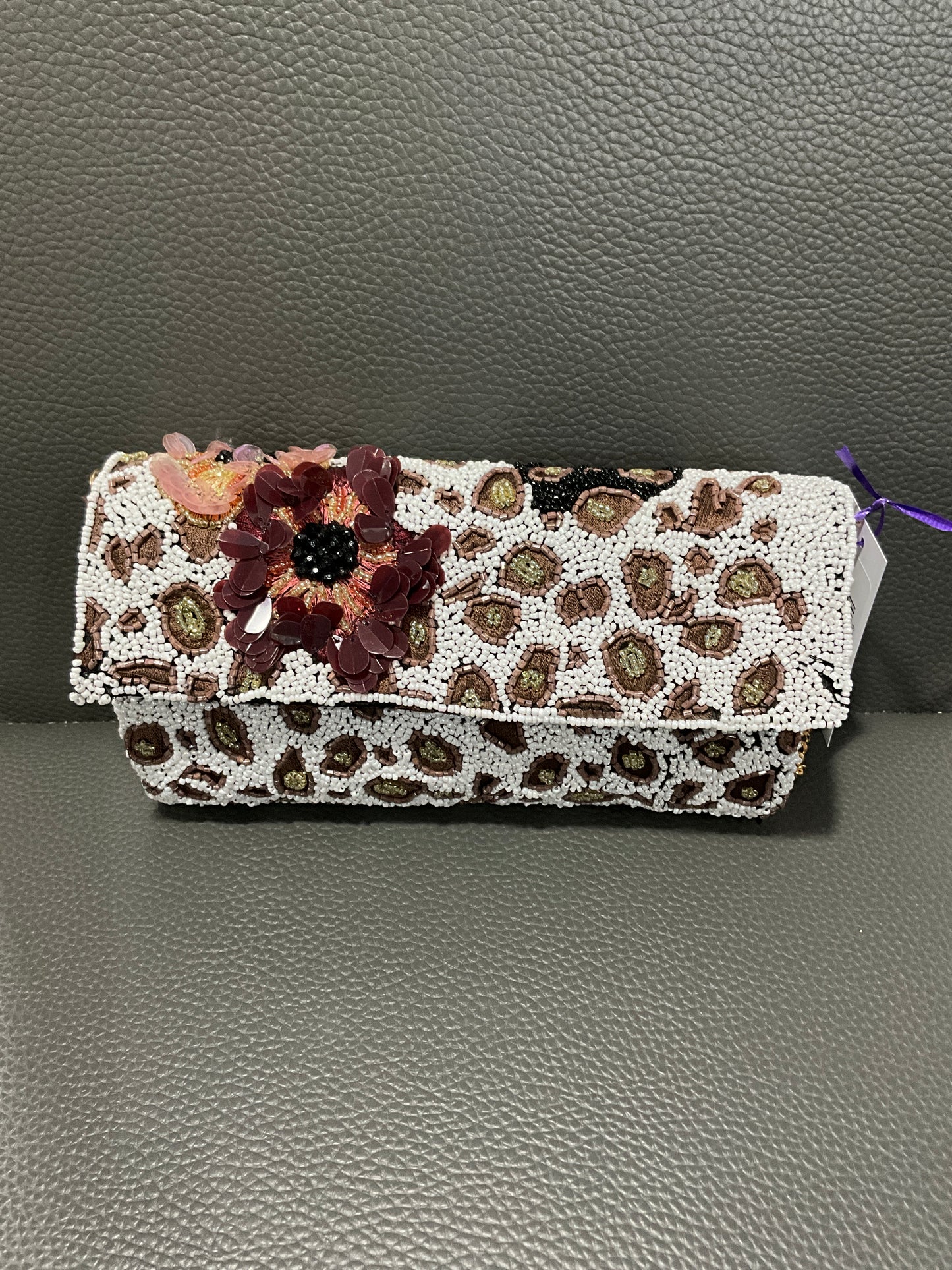 LEOPARD BEADED HANDBAG