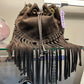 SUEDE AND LEATHER FRINGE HANDBAG