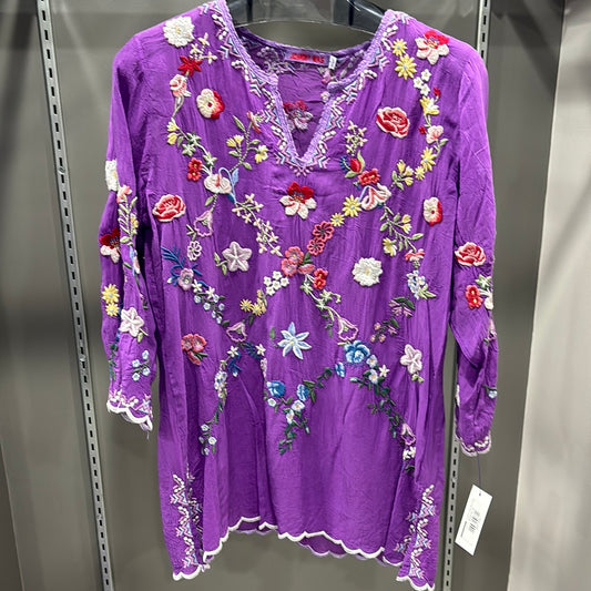 SILK PURPLE EMBROIDERED TOP