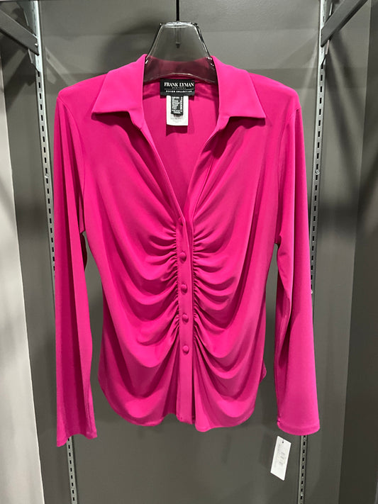 BUTTON UP CINCHED BLOUSE