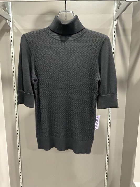 CABLE TURTLENECK WITH CRYSTAL SLEEVE