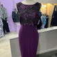 VIOLET NIGHT BROCADE AND KNIT DRESS