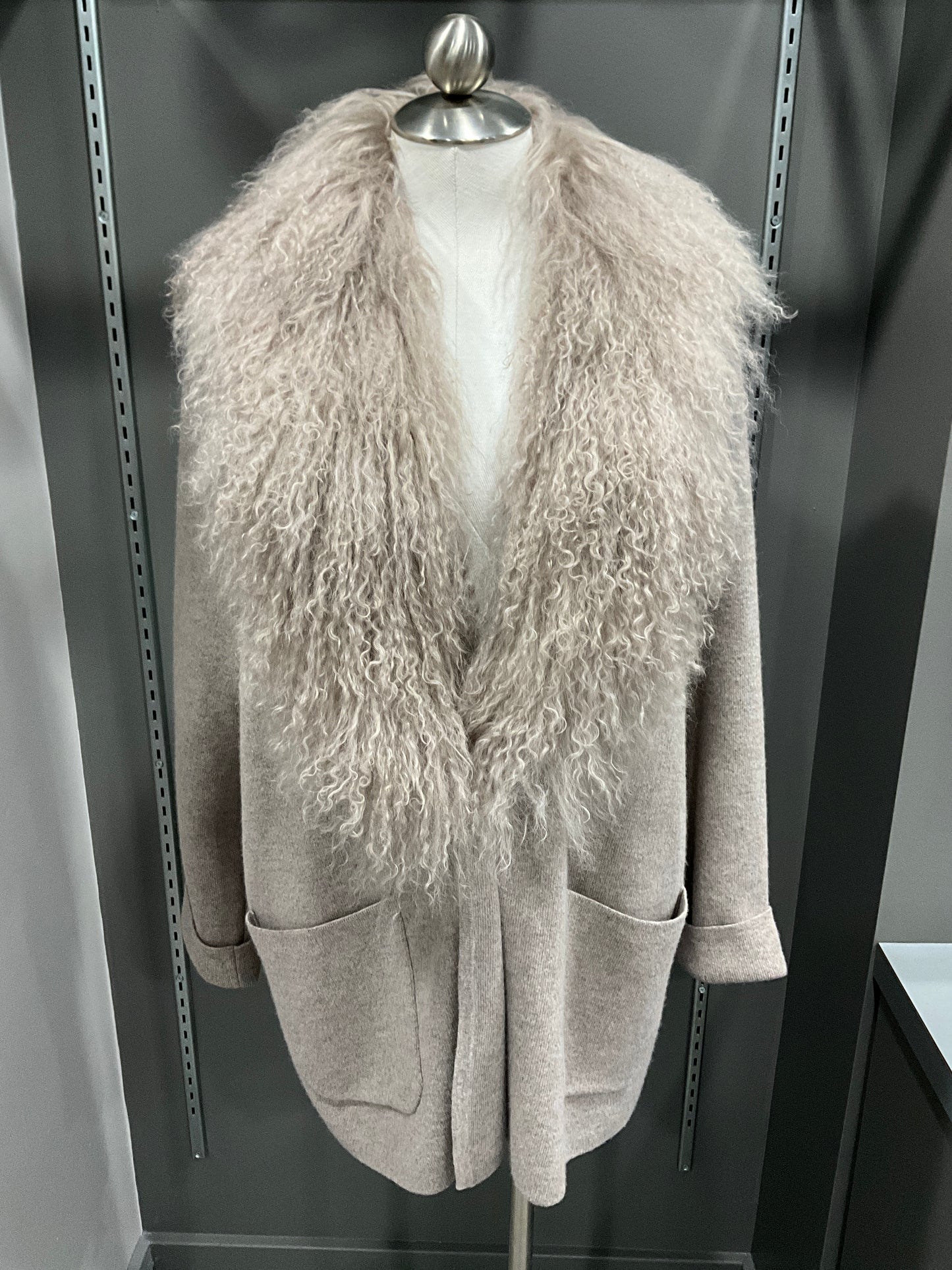MERINO AND FUR SWEATER JACKET