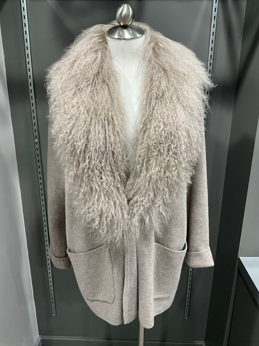 MERINO AND FUR SWEATER JACKET