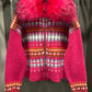 FAUX FUR FAIR ISLE SWEATER