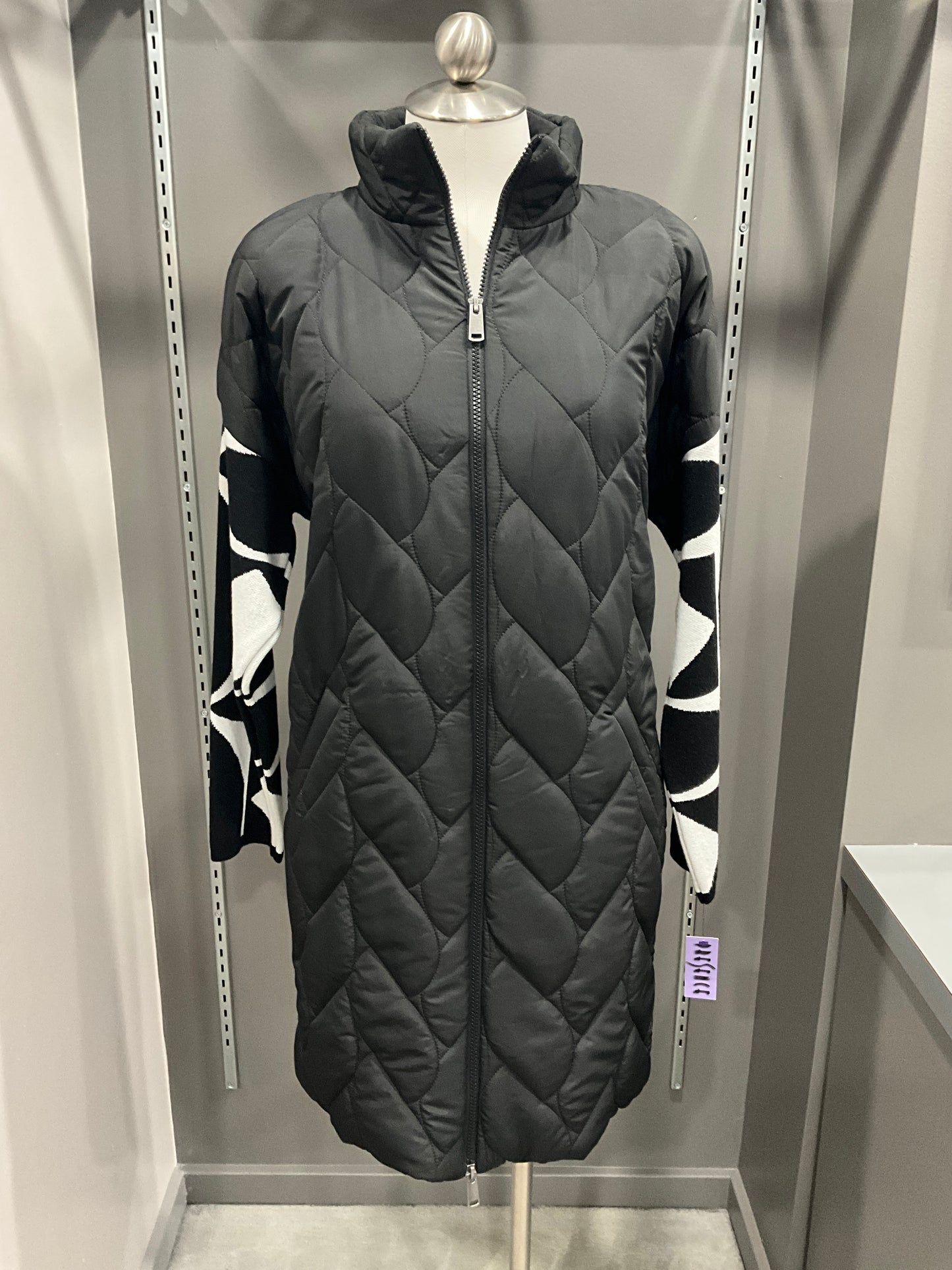 GEOMETRIC KNIT PUFFER COAT
