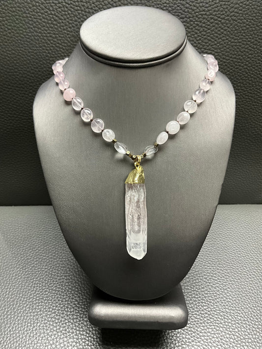 CHUNKY PINK QUARTZ NECKLACE