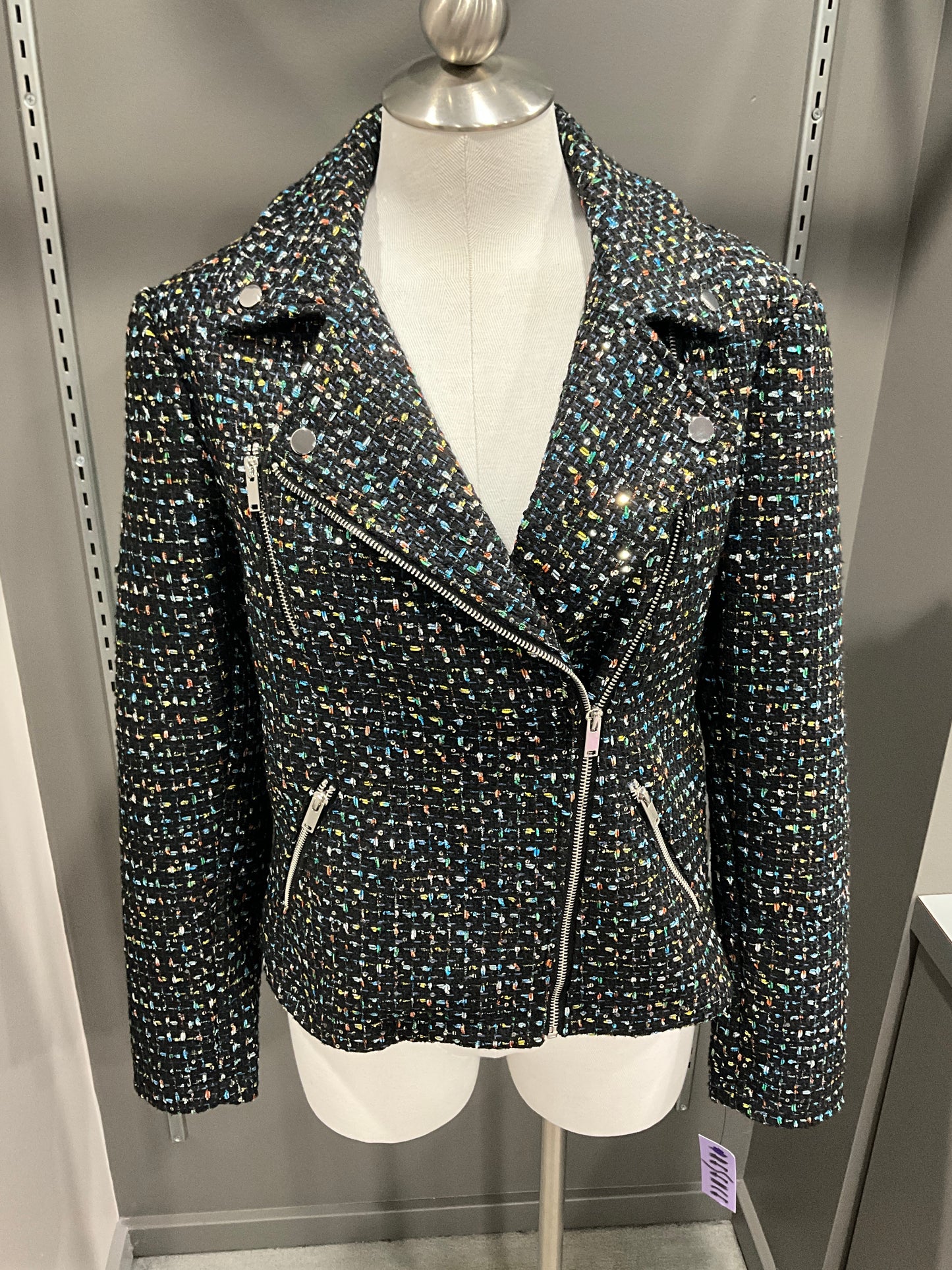 TWEED AND METALLIC MOTO JACKET