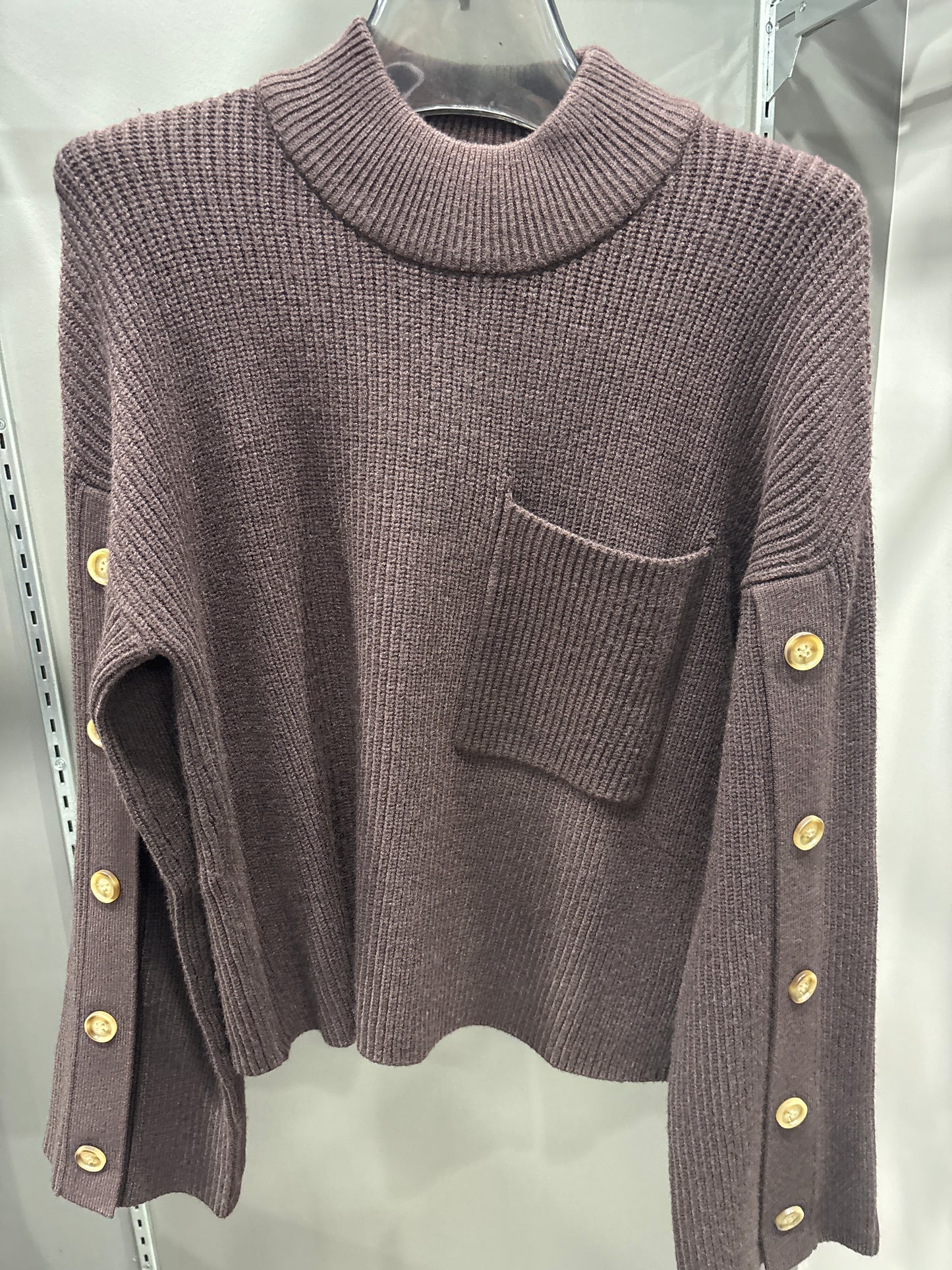 CHOCOLATE BROWN BUTTON SWEATER
