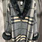 CHARCOAL PLAID FAUX FUR JACKET