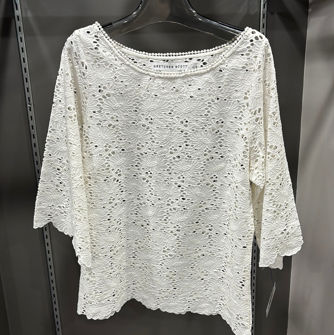 FLOWER EYELET TOP