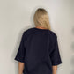 STRIPED SHORT SLEEVE SWEATSHIRT