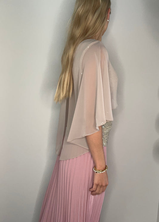 CHIFFON AND SEQUIN OVERLAY TOP