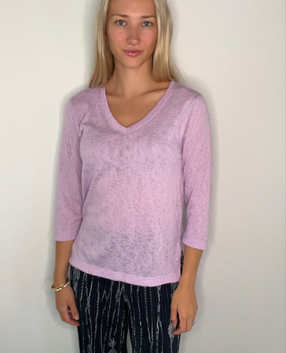 SLUB COTTON VNECK TOP