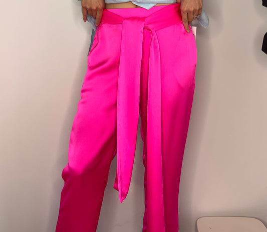 PULL ON SILKY BELTED PANT