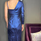 BLUE METALLIC BEADED GOWN