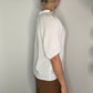 WHITE COTTON CINCHED SLEEVE TOP