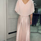 BLUSH PLEATED WOVEN GOWN