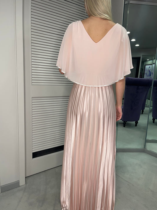 BLUSH PLEATED WOVEN GOWN