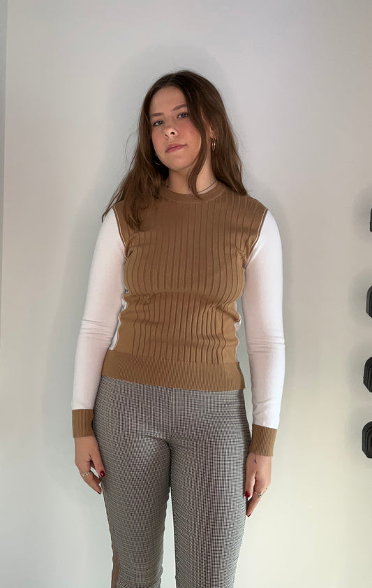 CAMEL COTTON SWEATER