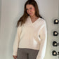 VNECK CABLE COTTON SWEATER